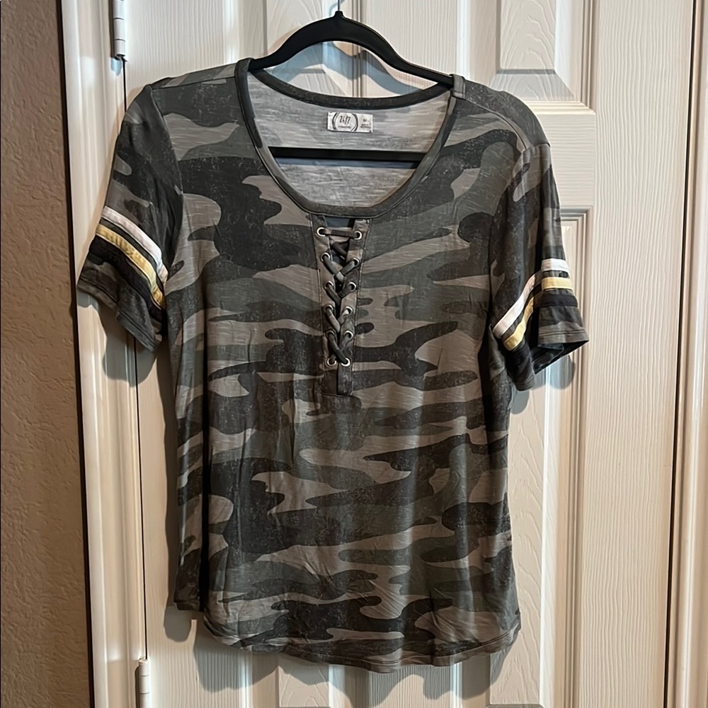 Camo Lace-Up Women's Top
